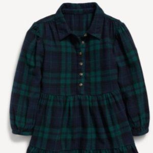 Long-Sleeve Tiered Flannel Shirt Dress for Toddler Girls NWT Size 5T